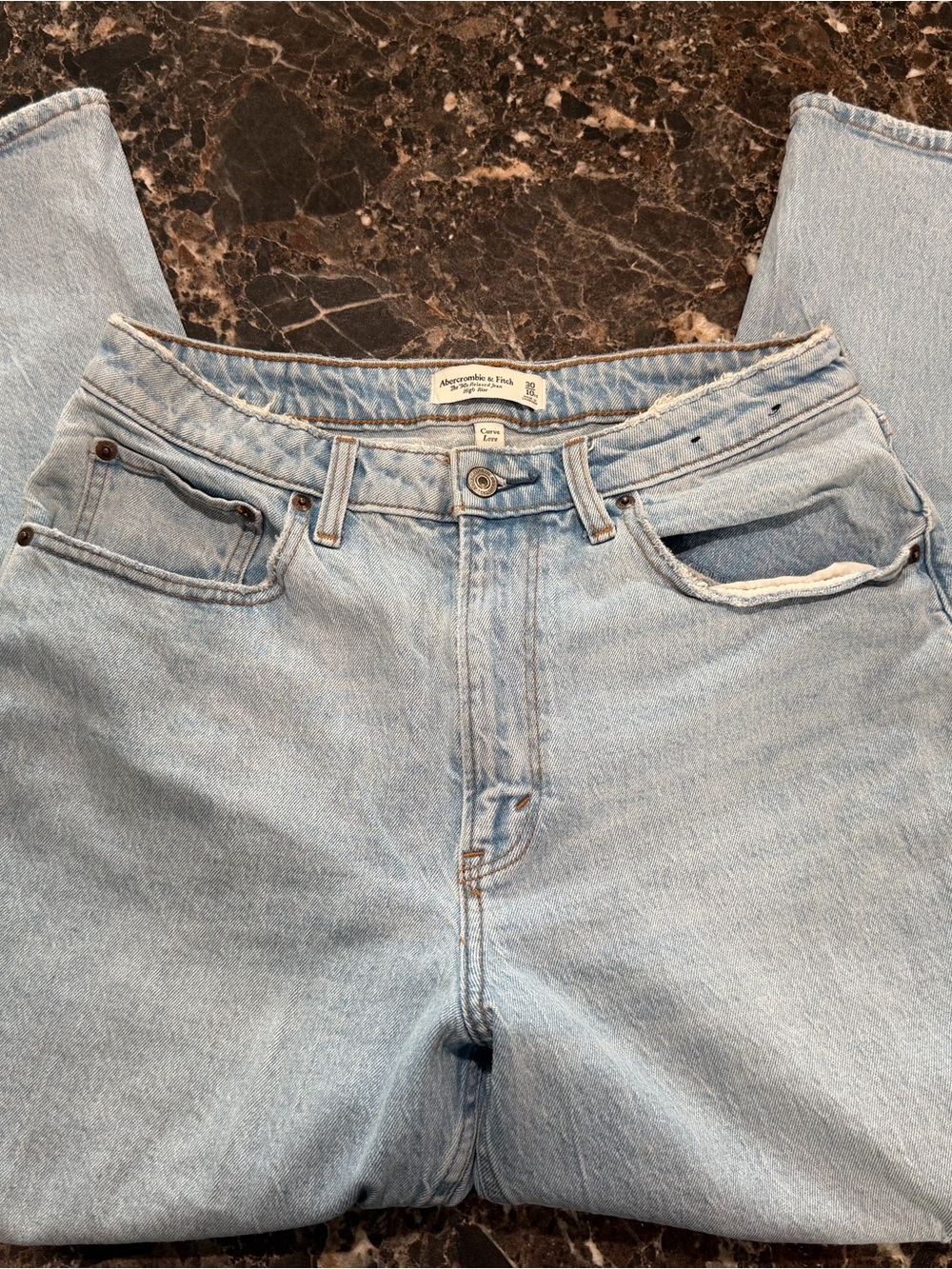 Women’s Abercrombie & Fitch Light Blue Straight Leg Jeans 10XS Curve Love